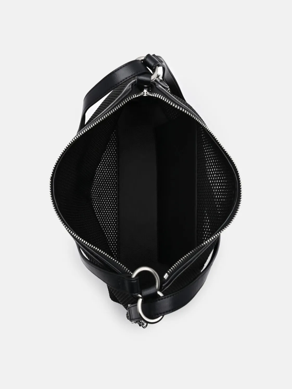 Mesh Slouchy Two-Way Carry Backpack - Black Fabric