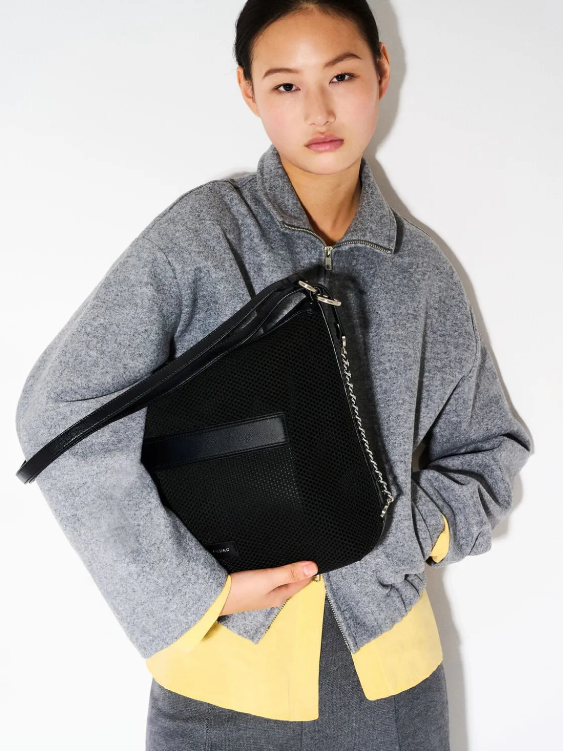 Mesh Slouchy Two-Way Carry Backpack - Black Fabric