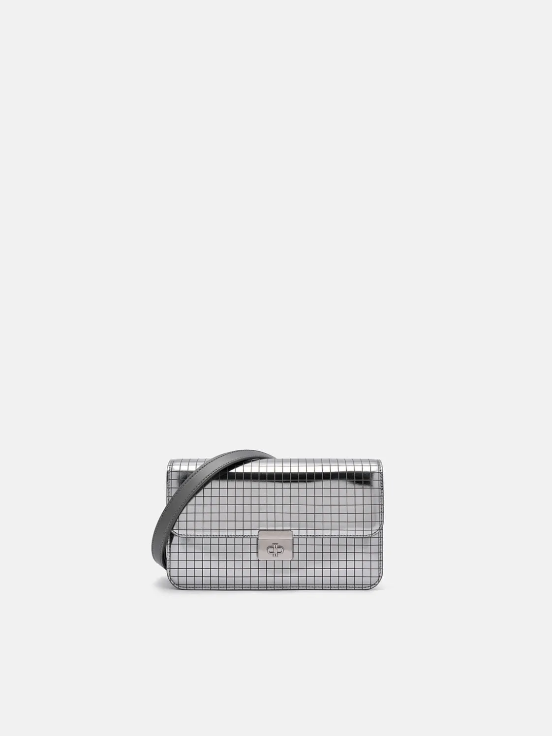 Metallic Leather Shoulder Bag - Silver