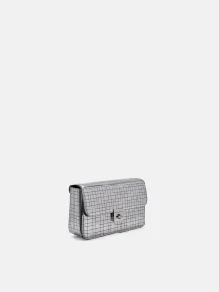 Metallic Leather Shoulder Bag - Silver