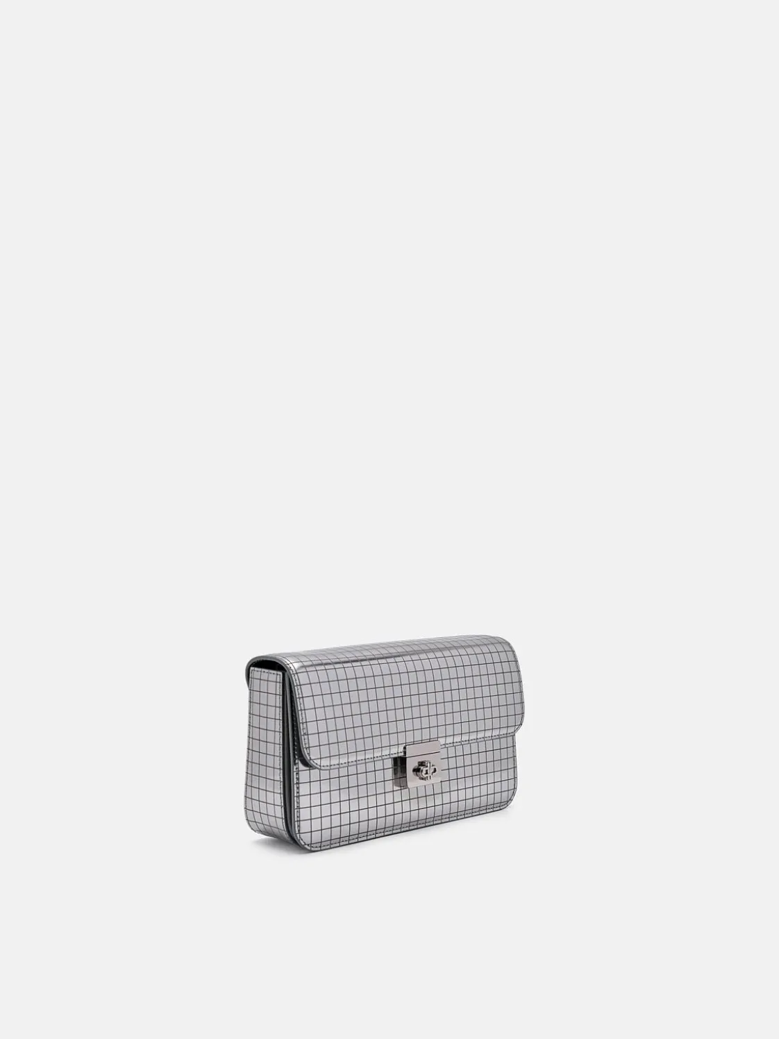 Metallic Leather Shoulder Bag - Silver