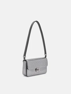 Metallic Leather Shoulder Bag - Silver