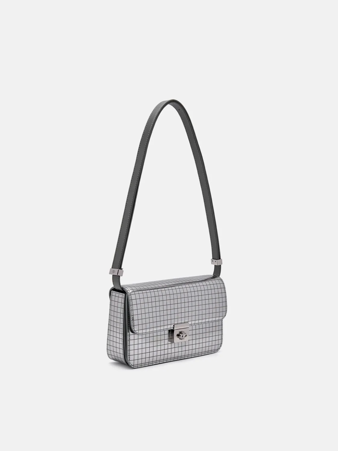 Metallic Leather Shoulder Bag - Silver
