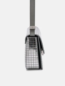 Metallic Leather Shoulder Bag - Silver