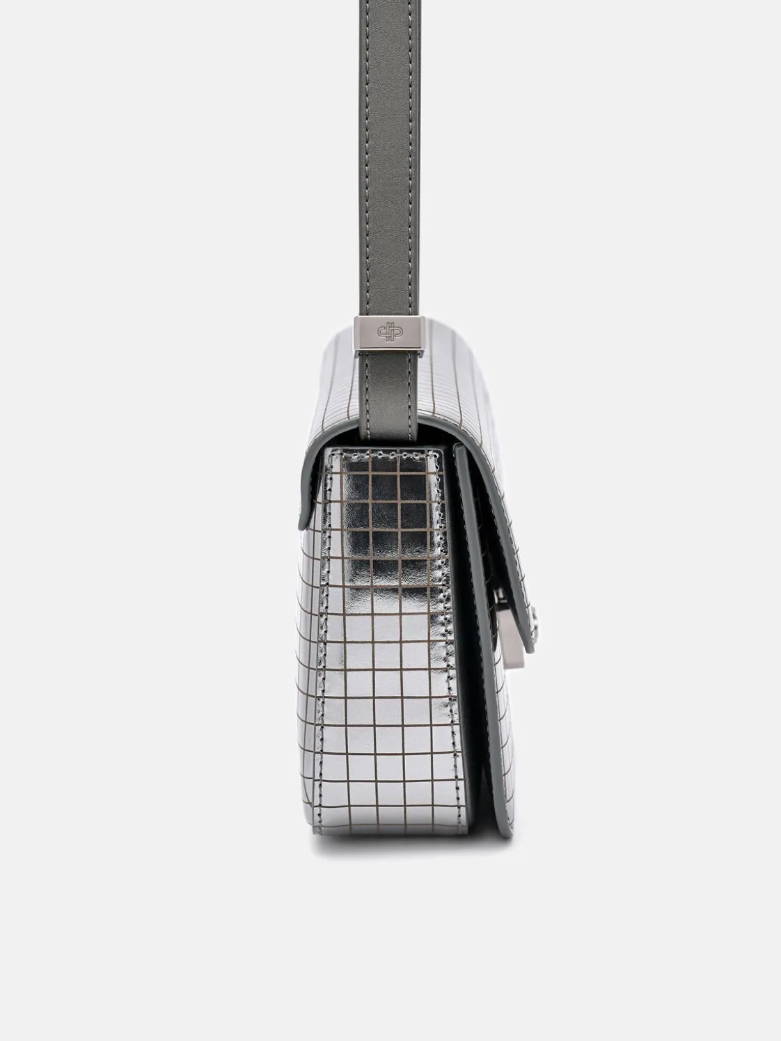 Metallic Leather Shoulder Bag - Silver