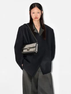 Metallic Leather Shoulder Bag - Silver