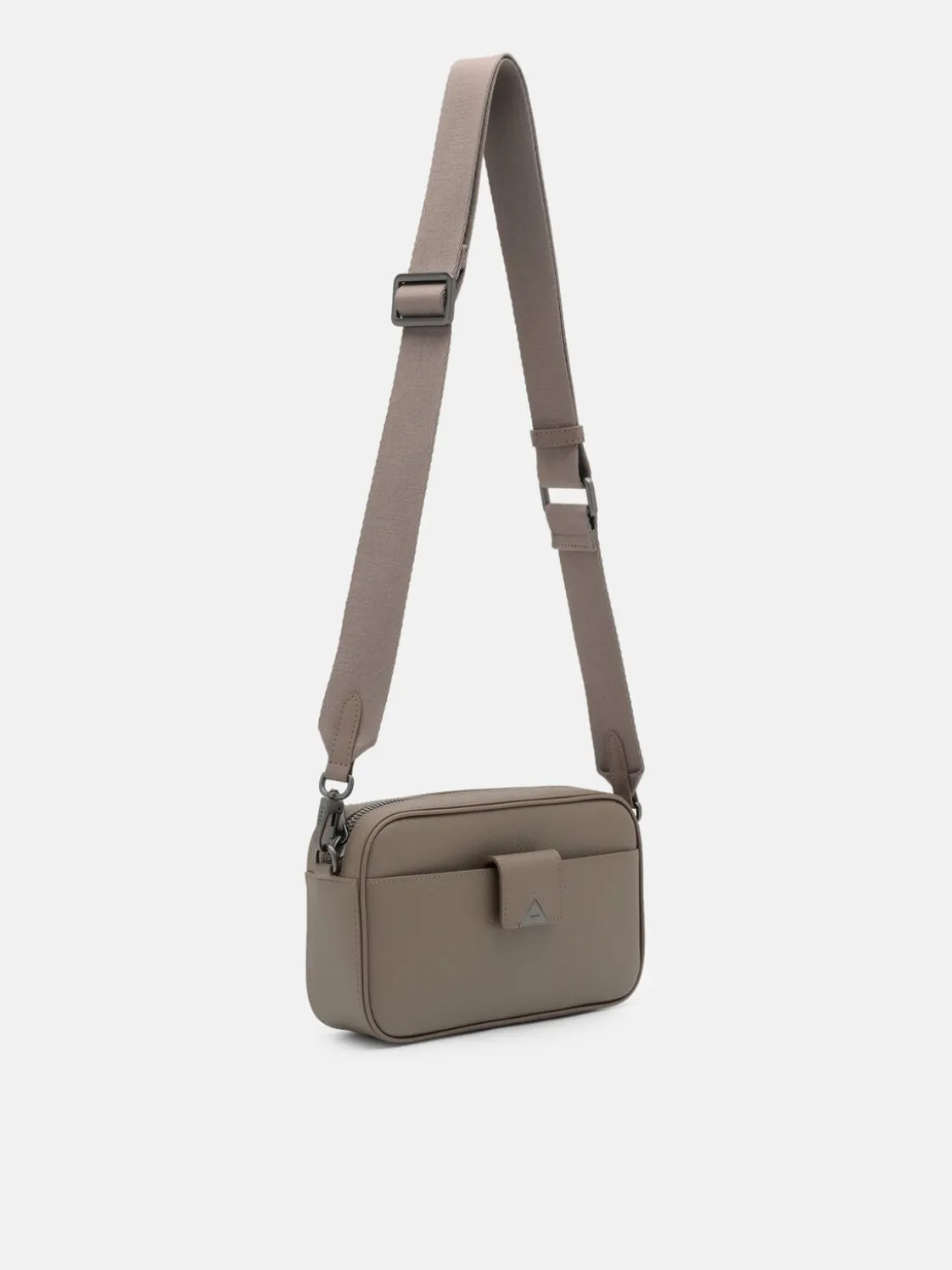 Mini Embossed Leather Pouch - Dark Taupe
