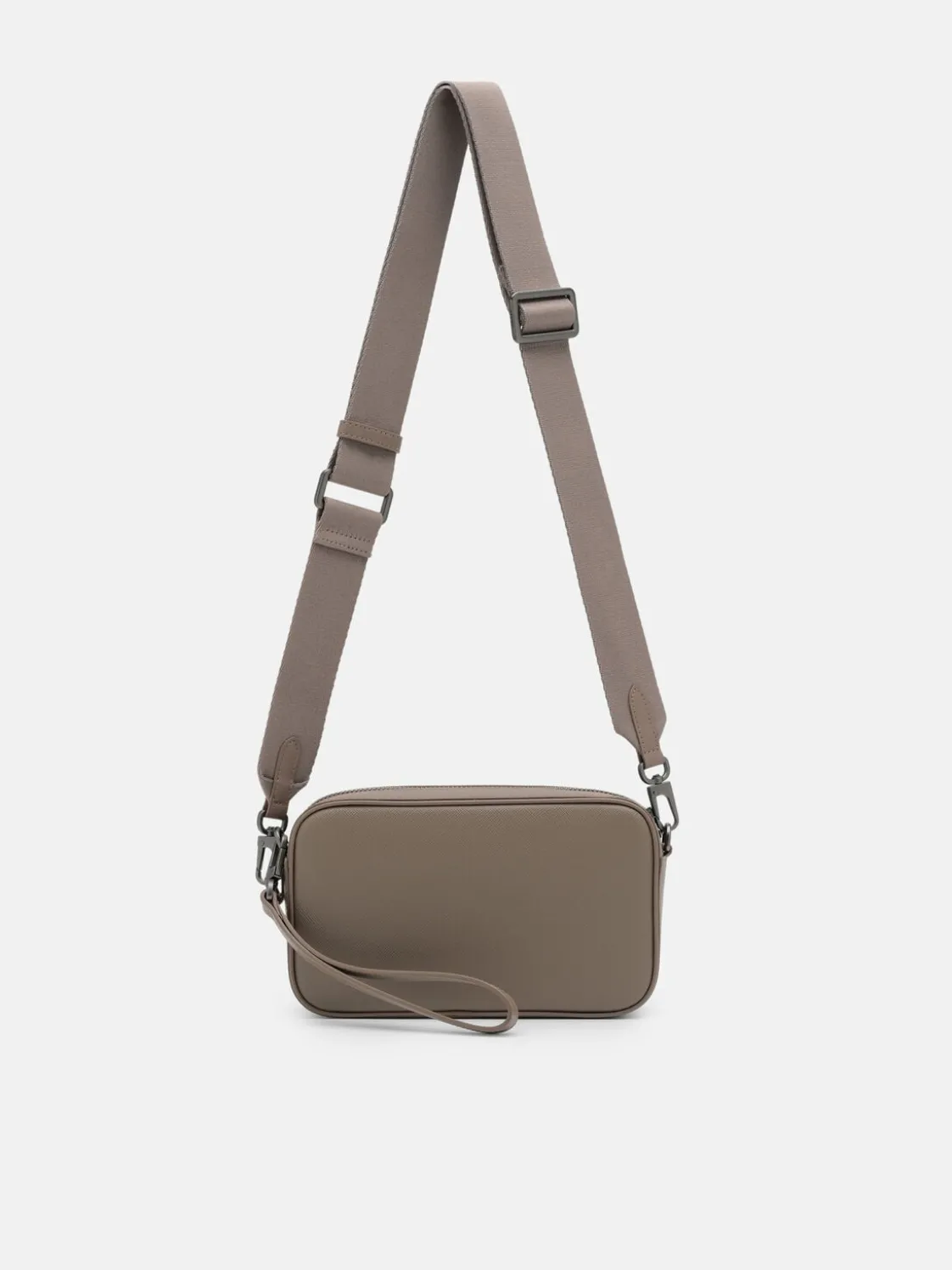Mini Embossed Leather Pouch - Dark Taupe