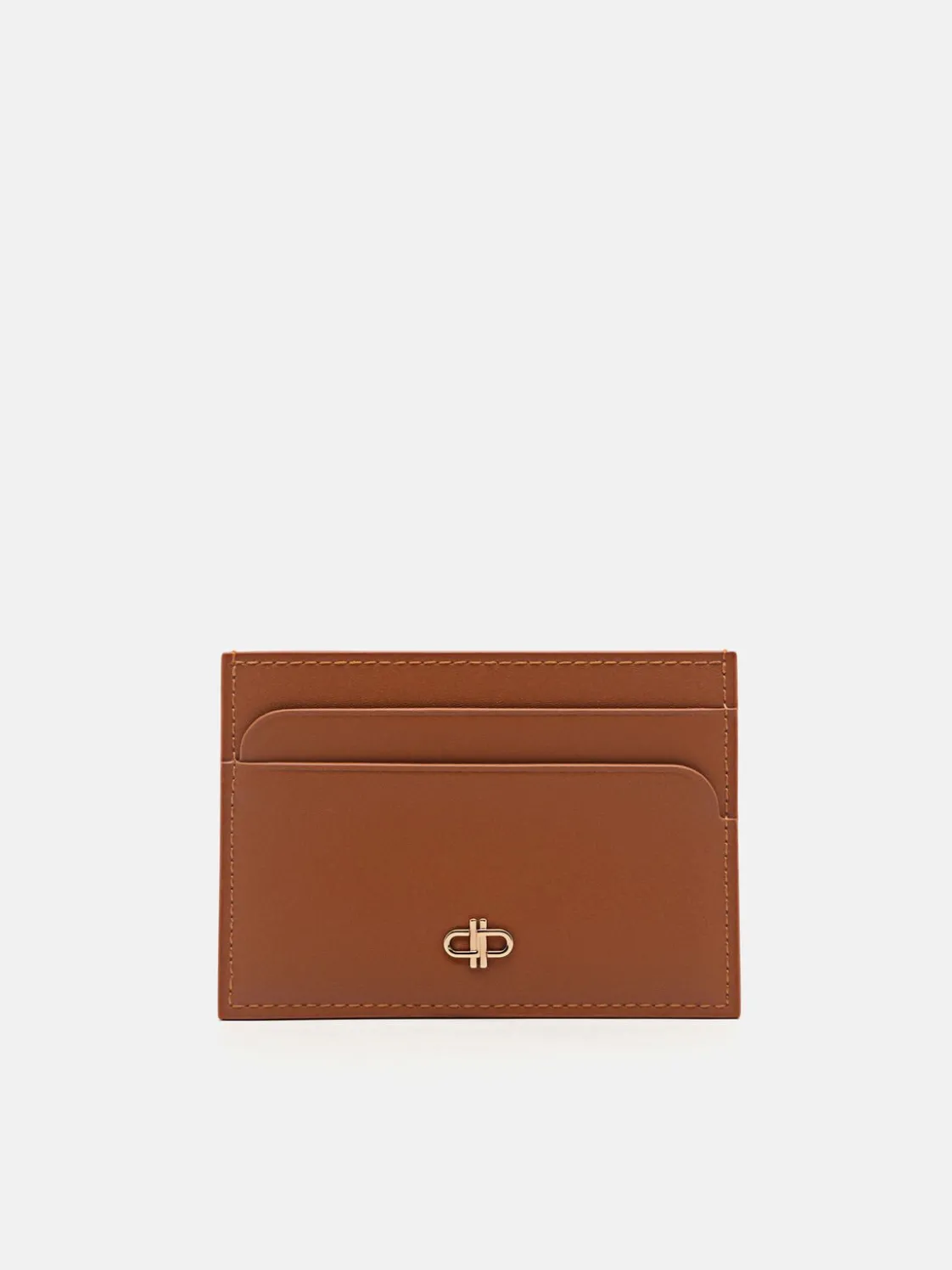 Mini Leather Card Holder - Camel