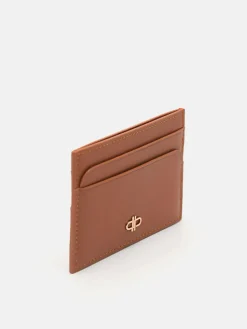Mini Leather Card Holder - Camel