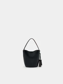 Mini Tassel Bucket Bag - Black
