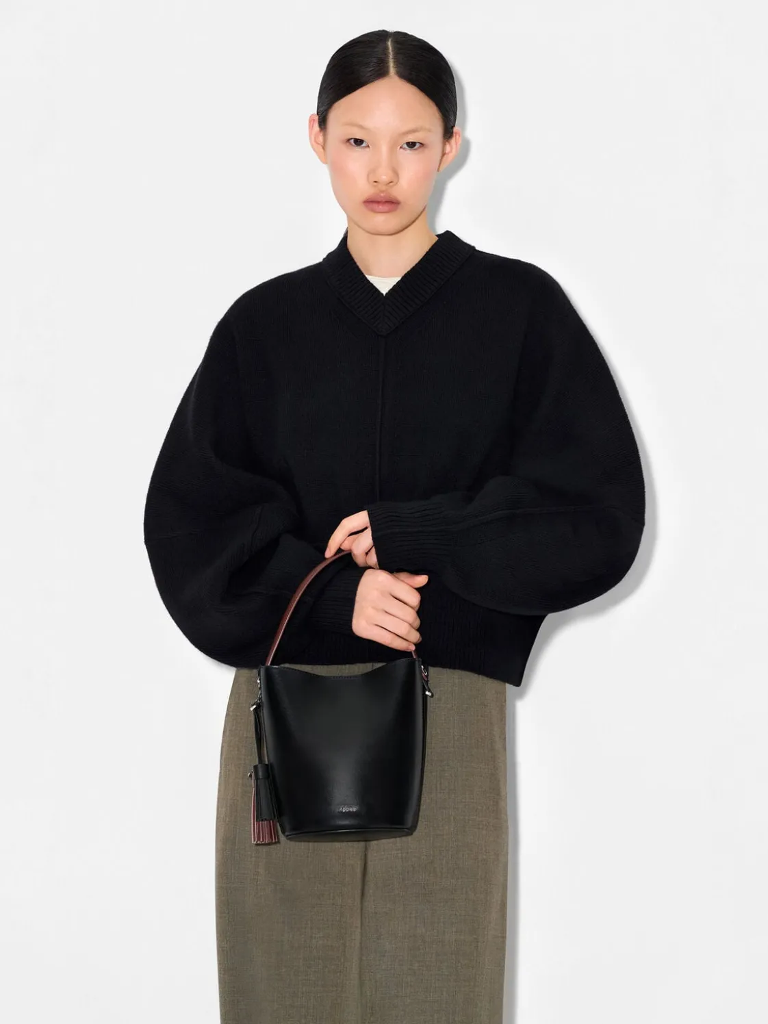 Mini Tassel Bucket Bag - Black