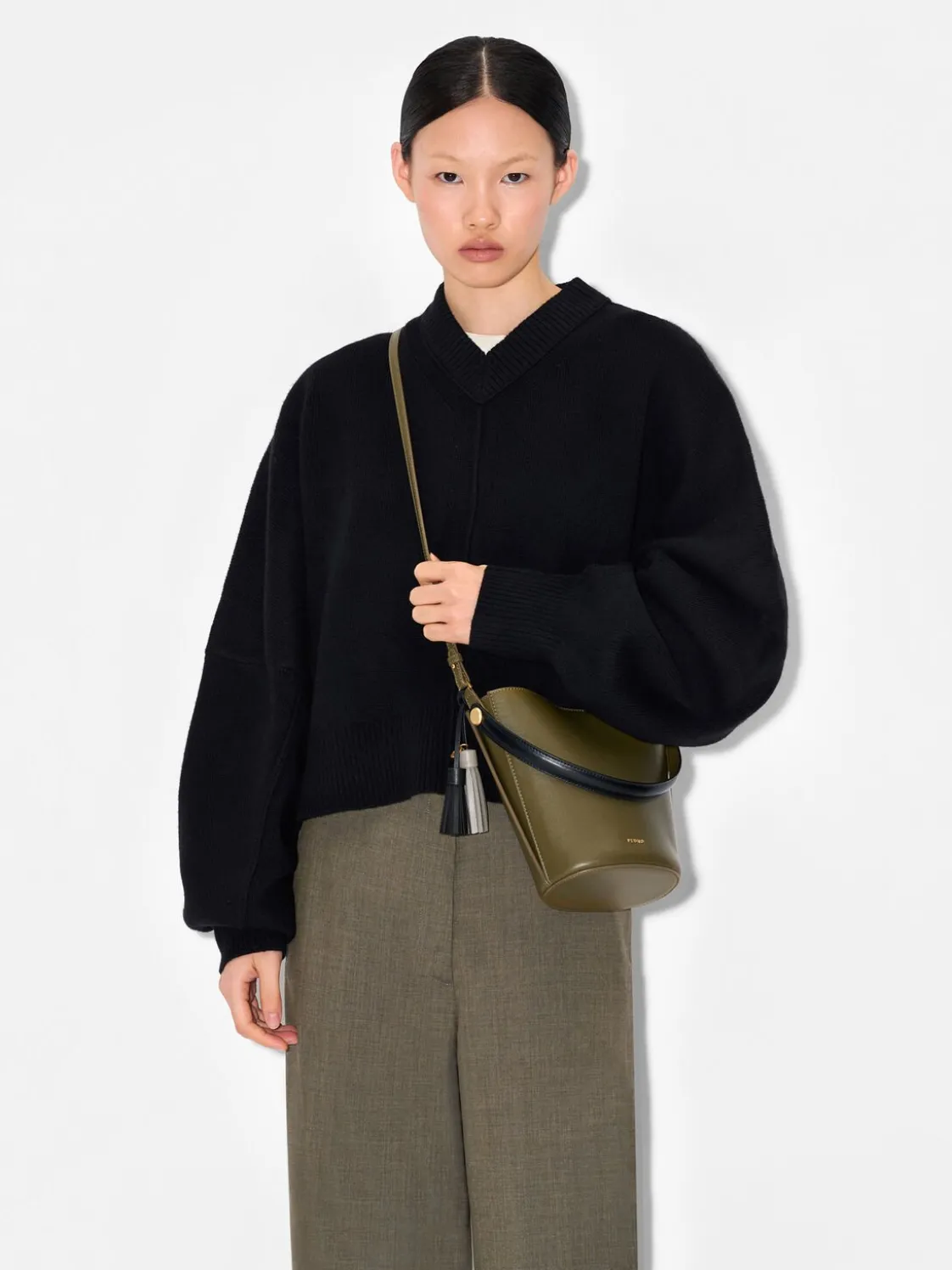 Mini Tassel Bucket Bag - Military Green