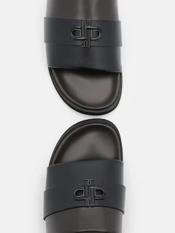 Monogram Slide Sandals - Dark Brown