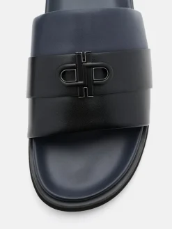 Monogram Slide Sandals - Navy