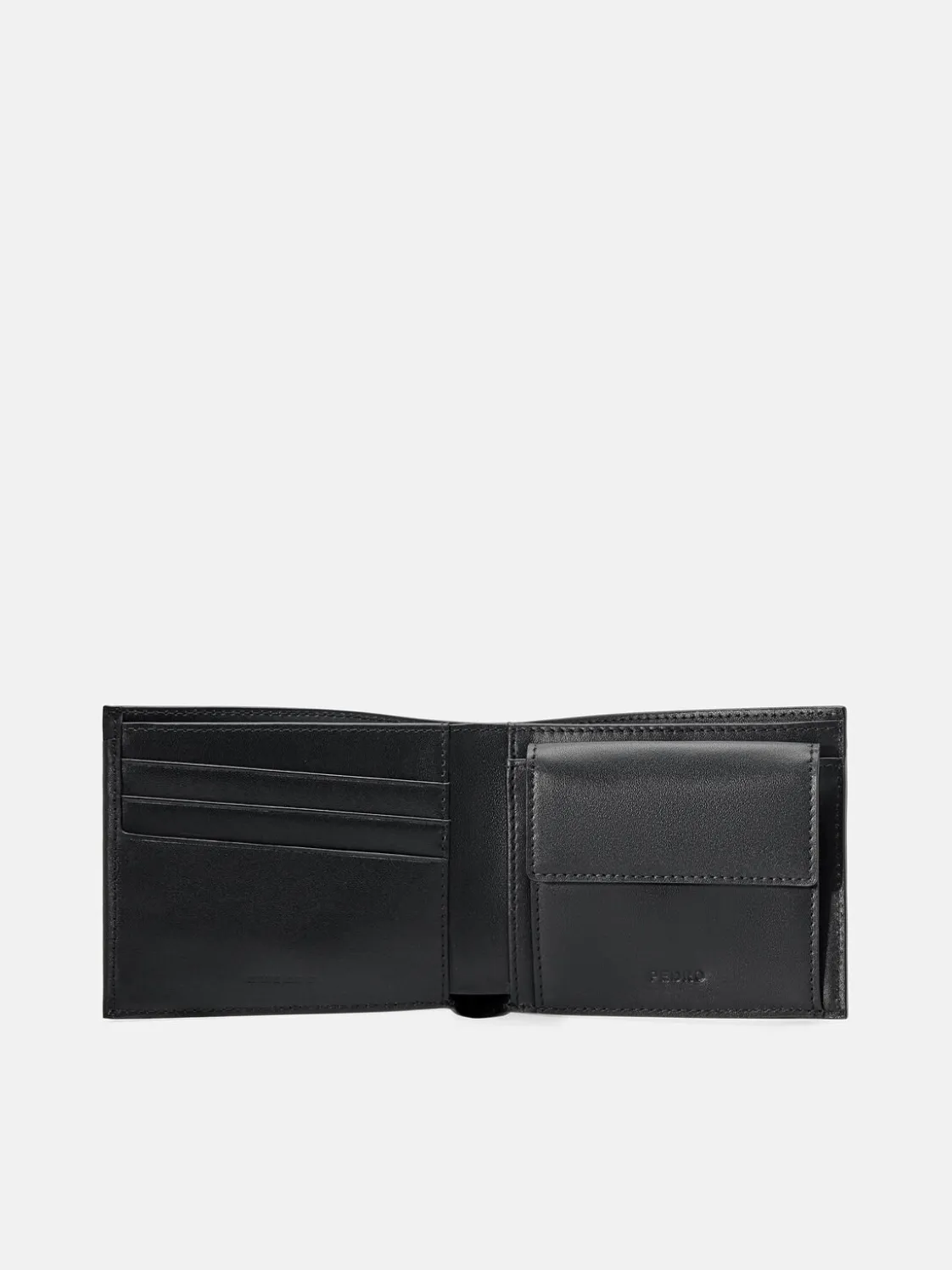 Nubuck Leather Bi-Fold Coin Wallet - Black