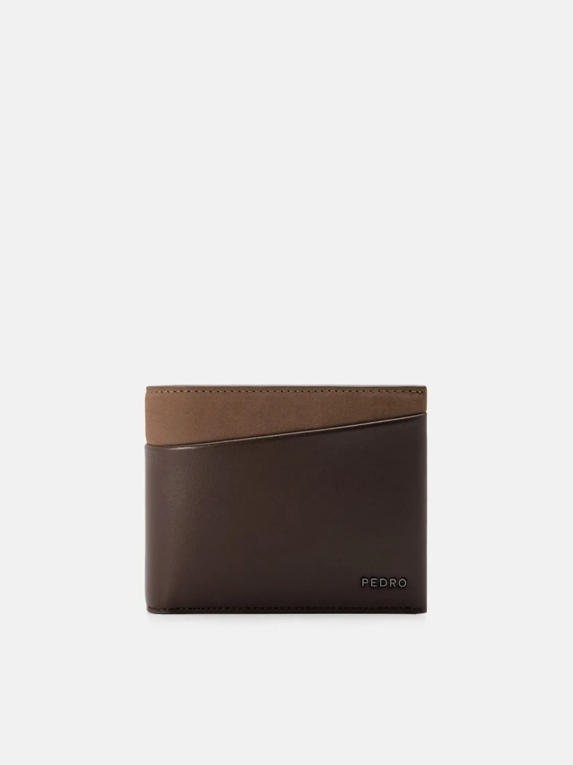 Nubuck Leather Bi-Fold Coin Wallet - Dark Brown