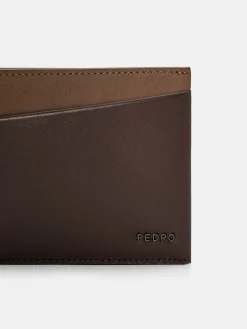 Nubuck Leather Bi-Fold Coin Wallet - Dark Brown