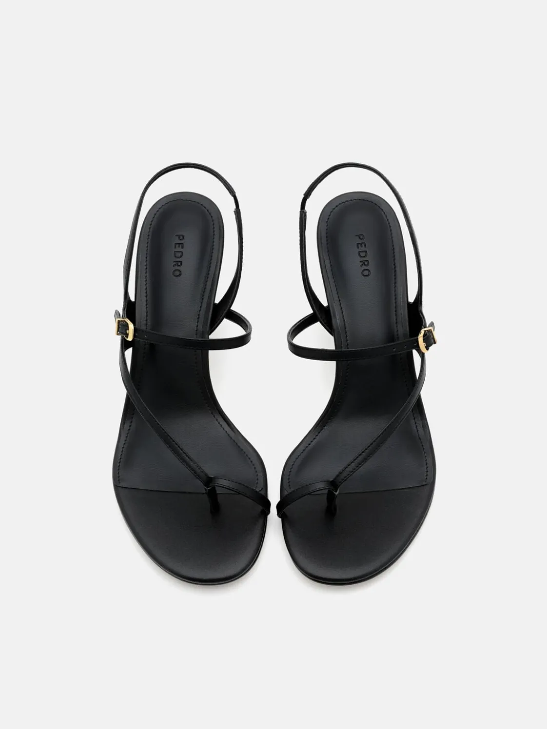 Oblique Leather Heel Sandals - Black
