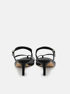 Oblique Leather Heel Sandals - Black