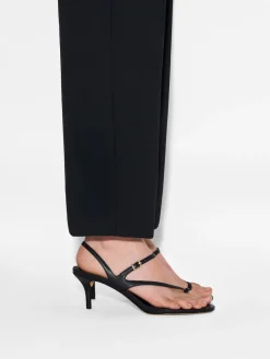 Oblique Leather Heel Sandals - Black