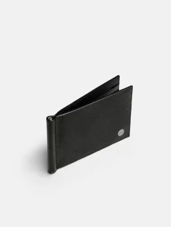 Oliver Leather Bi-Fold Money Clip Cardholder - Black