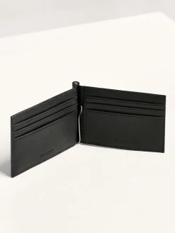 Oliver Leather Bi-Fold Money Clip Cardholder - Black