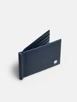 Oliver Leather Bi-Fold Money Clip Cardholder - Navy