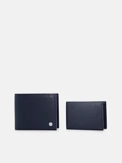 Oliver Leather Bi-Fold Wallet with Insert - Navy