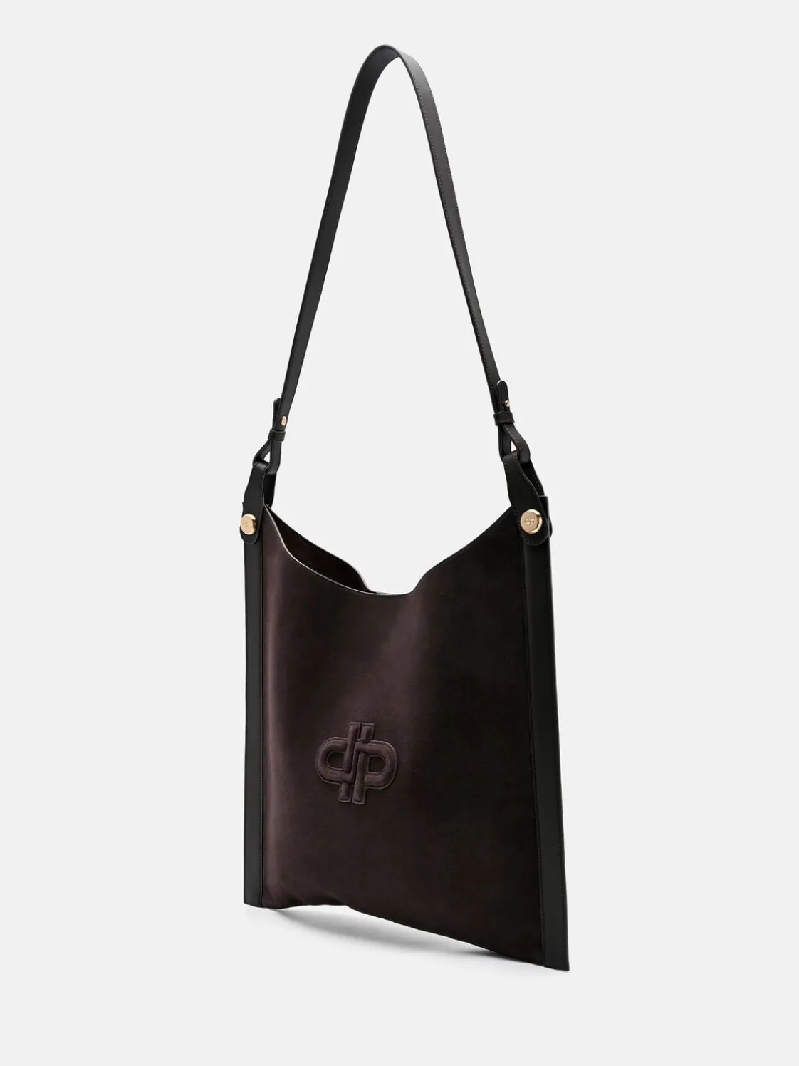 Oversized Suede Shoulder Bag - Dark Brown