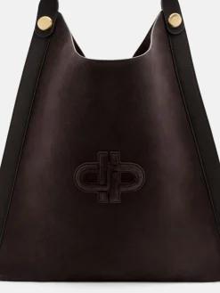 Oversized Suede Shoulder Bag - Dark Brown