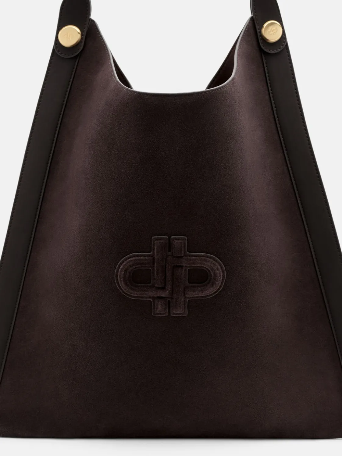 Oversized Suede Shoulder Bag - Dark Brown