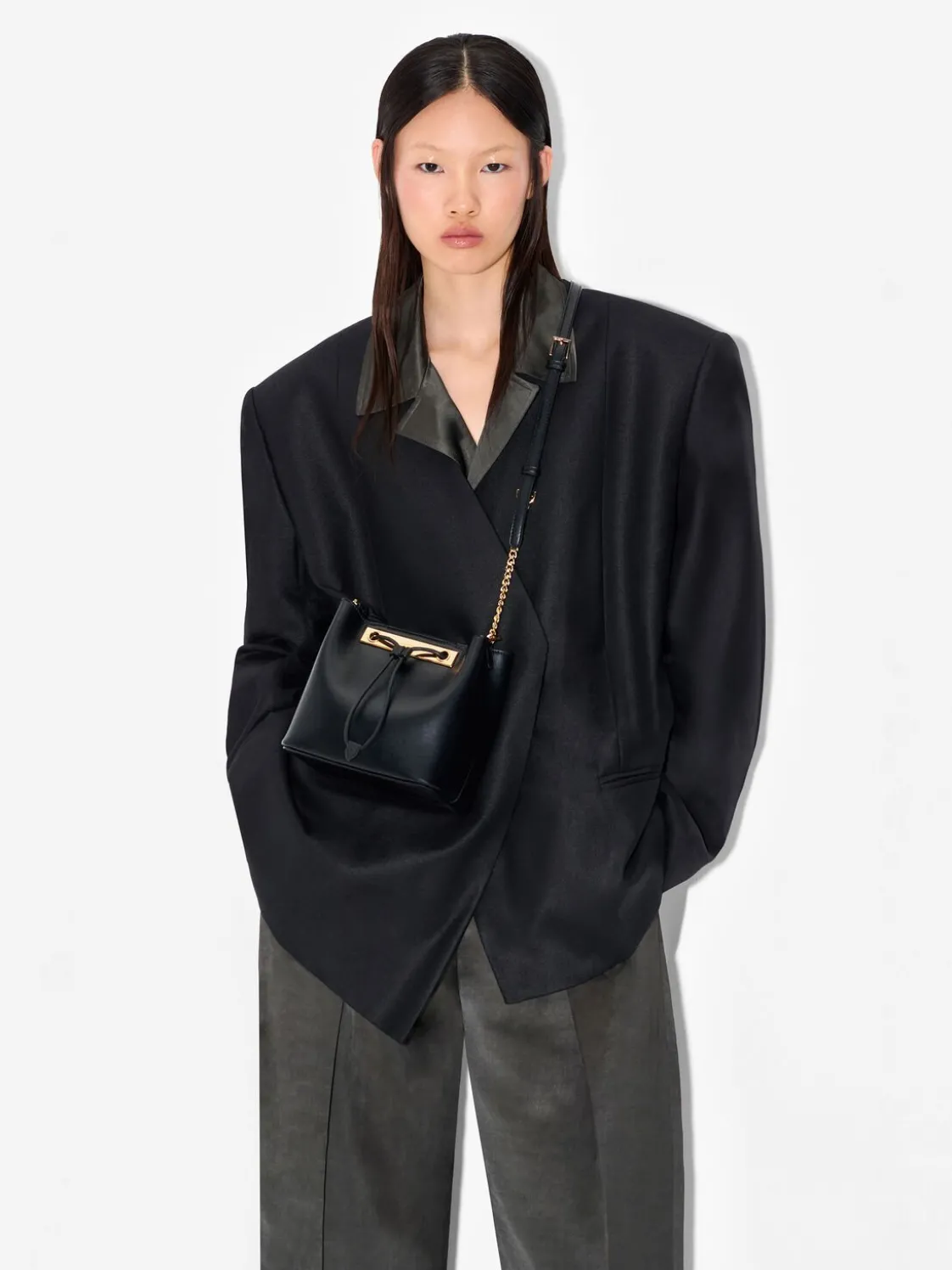 Panelled Bucket Bag - Black