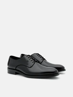 Patent Leather Derby Shoes - Black