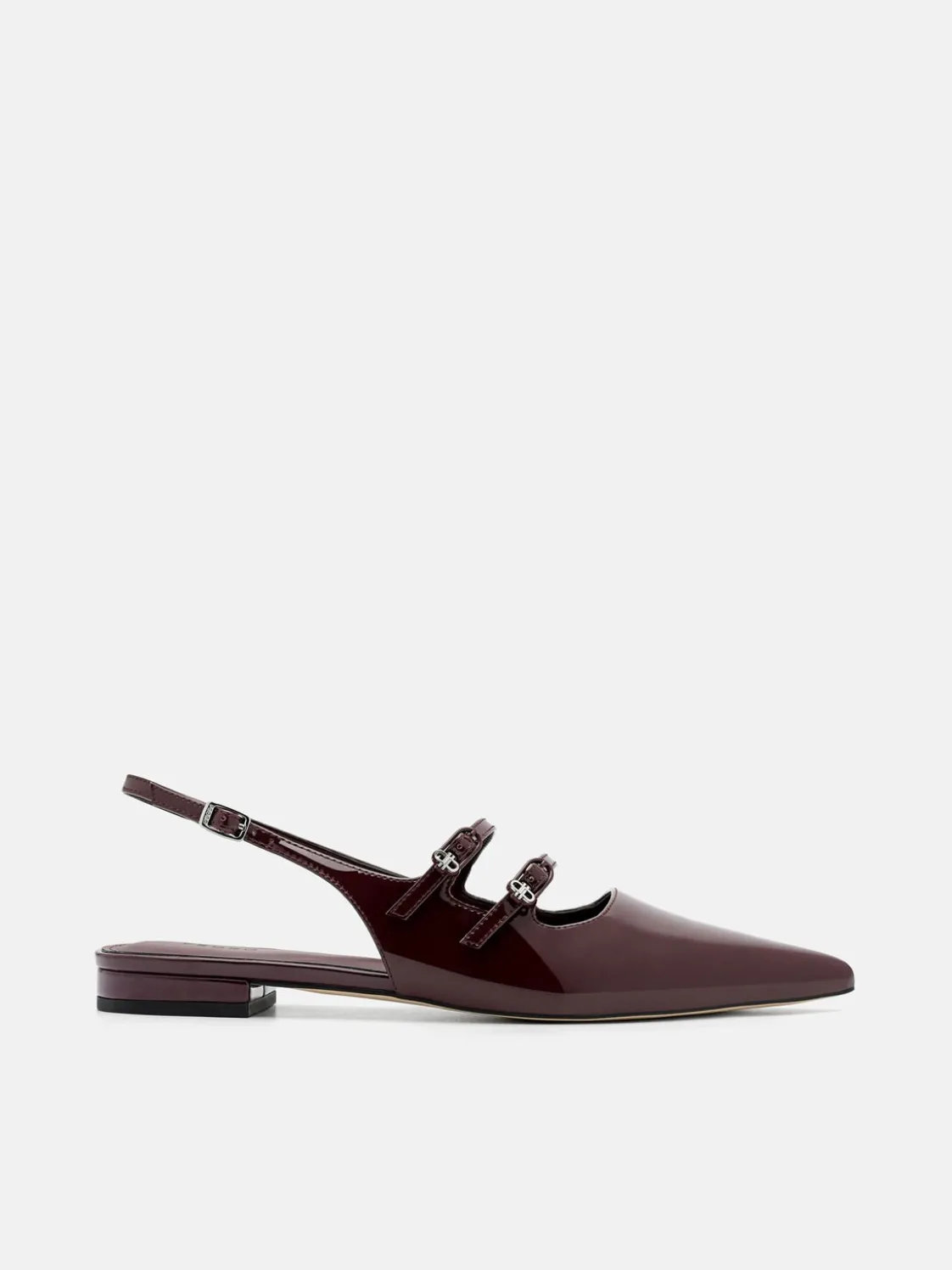 Patent Leather Slingback Ballerina Flats - Wine
