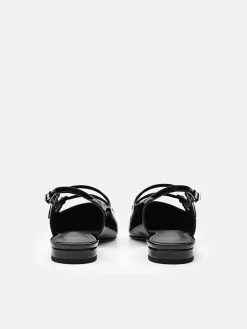 Patent Leather Slingback Ballerina Flats - Black