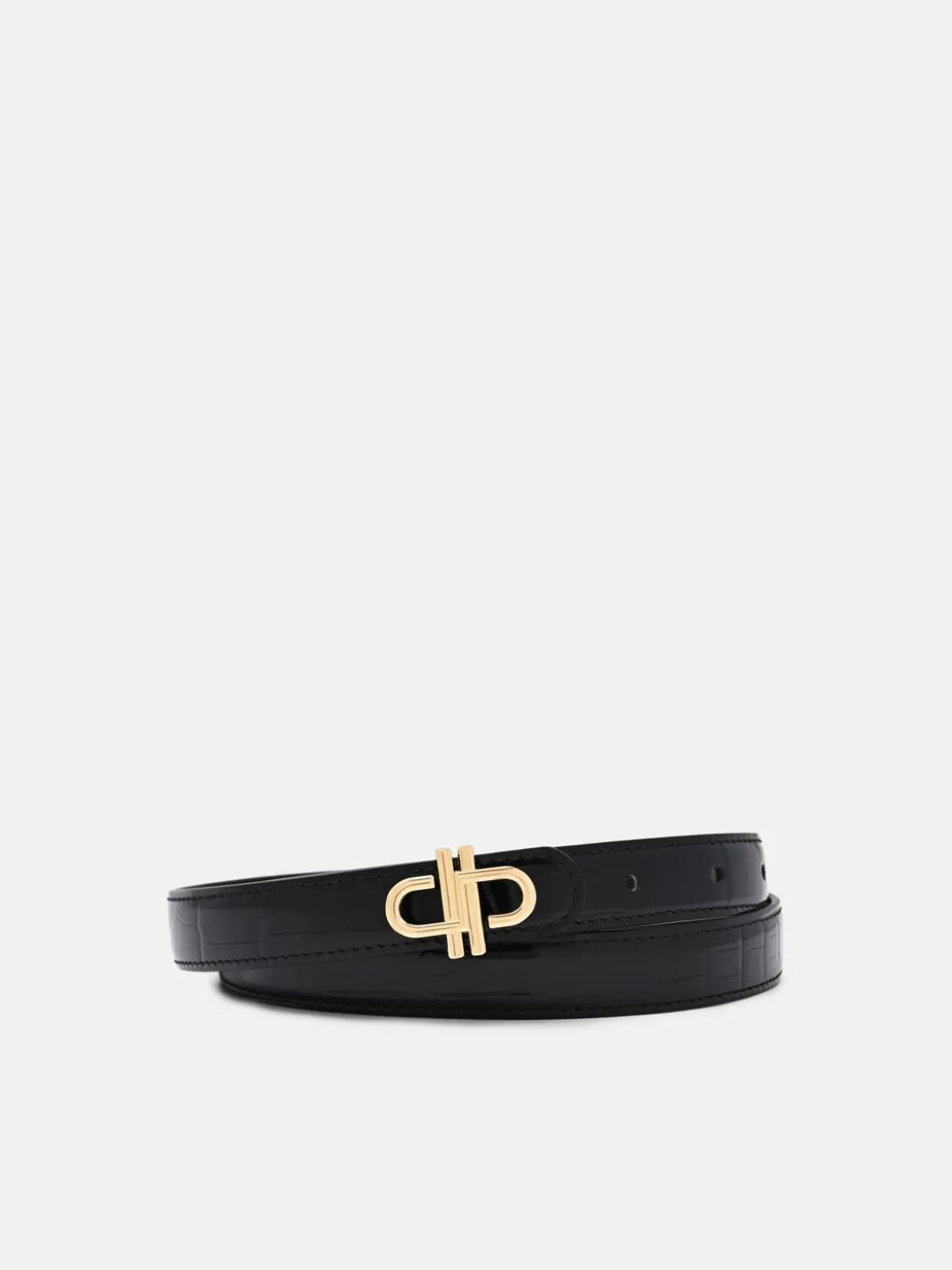 PEDRO Leather Tang Belt - Black Exotic