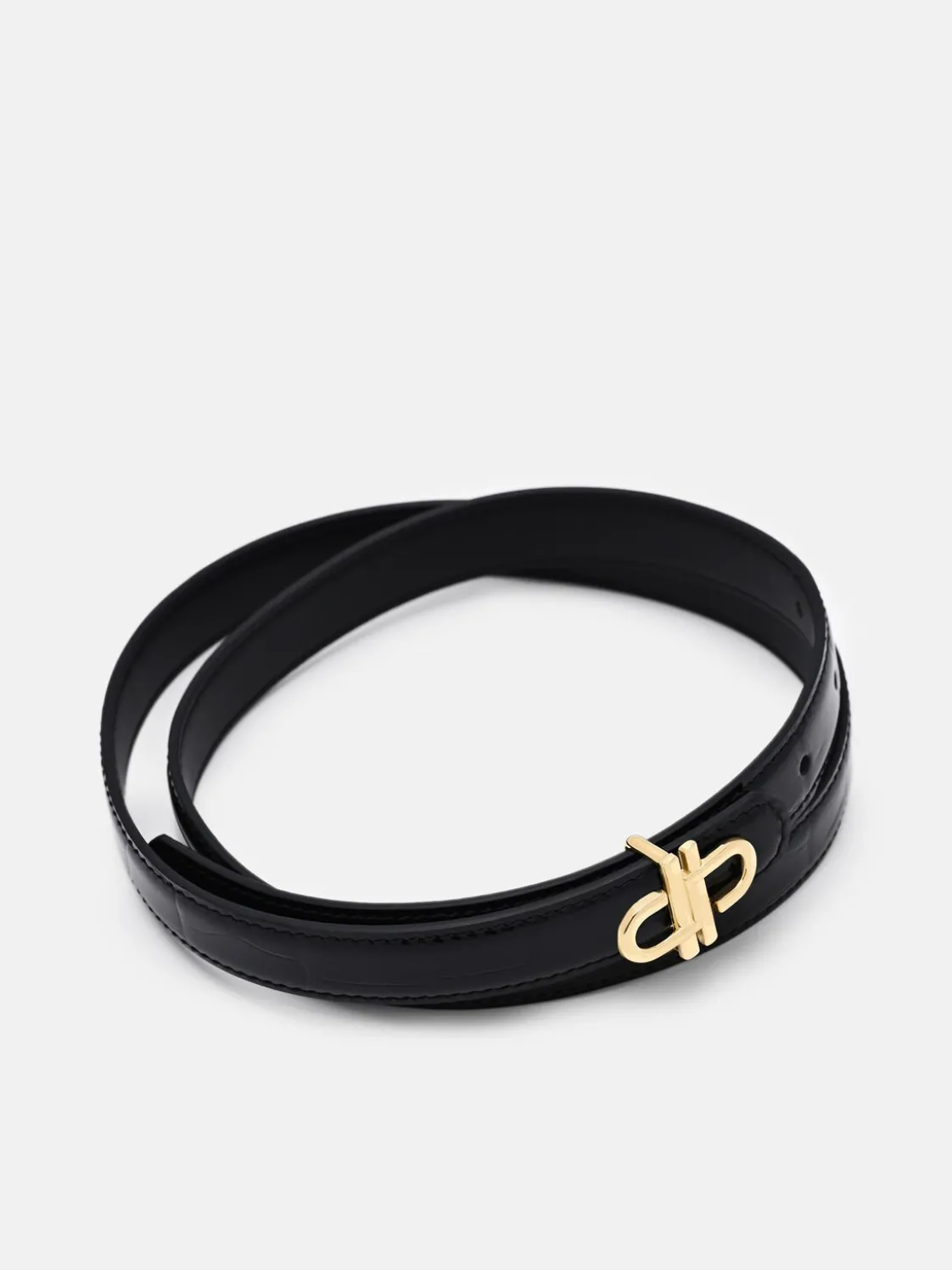 PEDRO Leather Tang Belt - Black Exotic