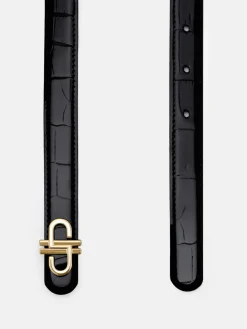 PEDRO Leather Tang Belt - Black Exotic