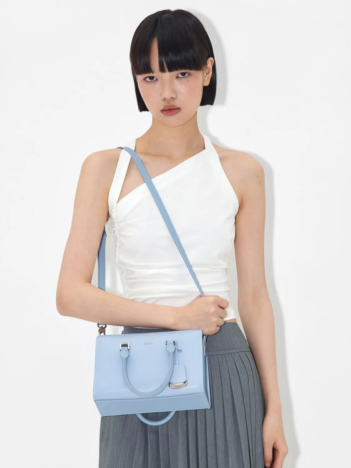PEDRO Studio Ava Leather Bowling Bag - Slate Blue