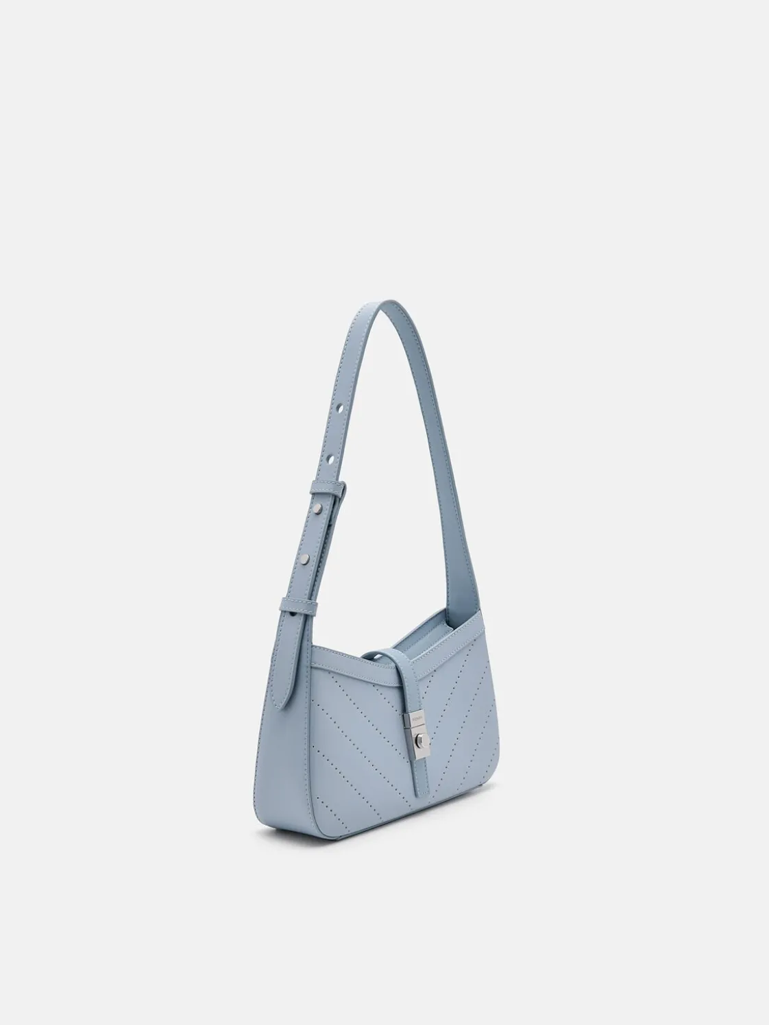 PEDRO Studio Farida Perforated Leather Shoulder Bag - Slate Blue