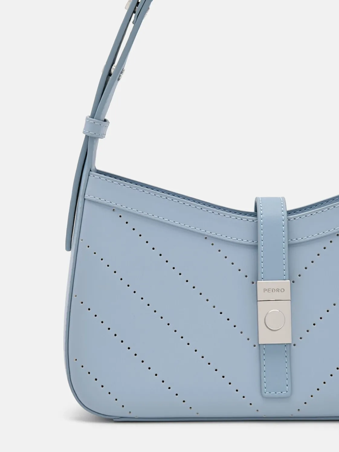 PEDRO Studio Farida Perforated Leather Shoulder Bag - Slate Blue