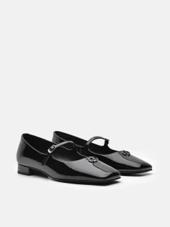 PEDRO Studio Leather Mary Jane Flats - Black
