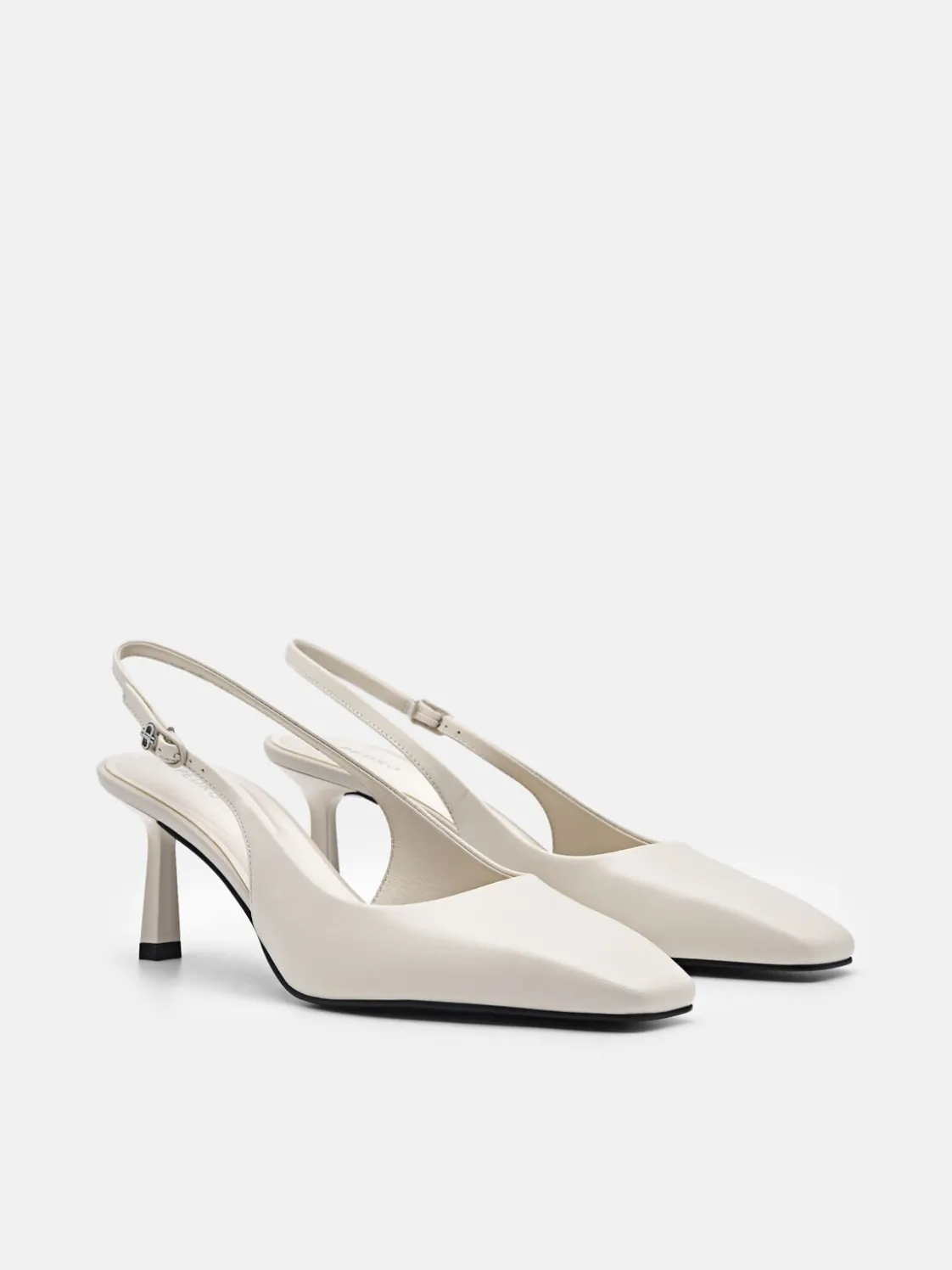 PEDRO Studio Leather Slingback Pumps - Chalk