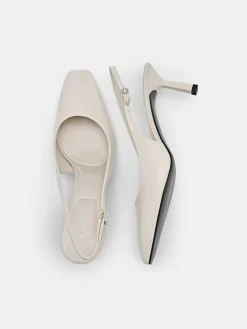 PEDRO Studio Leather Slingback Pumps - Chalk