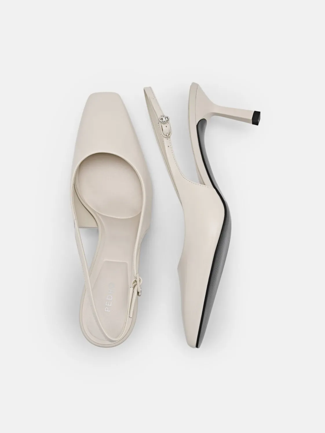 PEDRO Studio Leather Slingback Pumps - Chalk