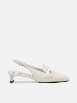 PEDRO Studio Leather Slingback Pumps - Chalk