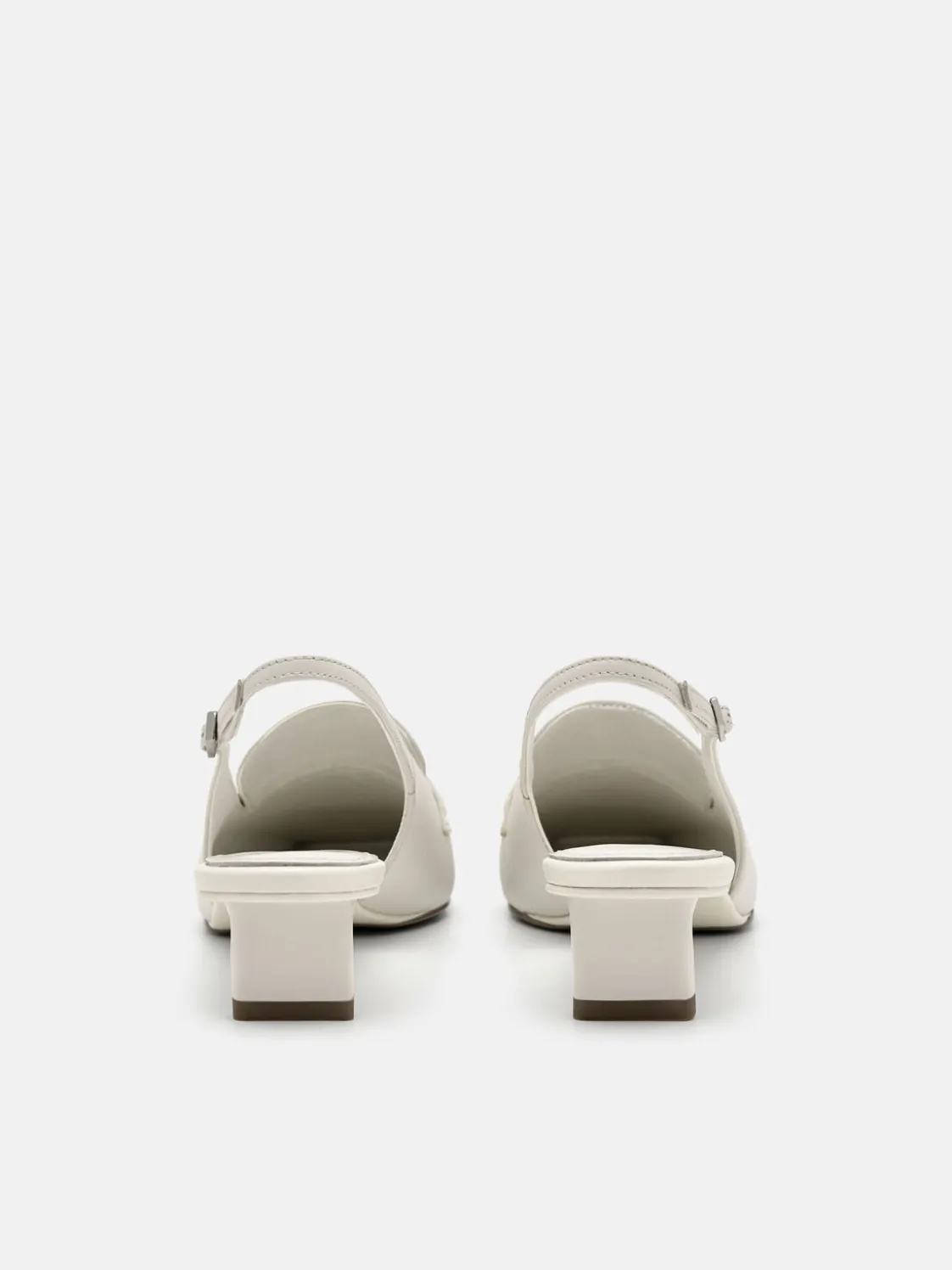 PEDRO Studio Leather Slingback Pumps - Chalk