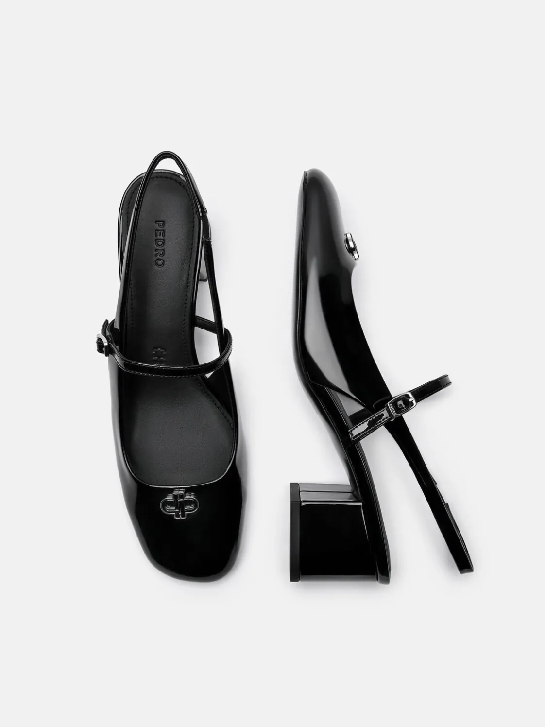 PEDRO Studio Patent Leather Slingback Pumps - Black