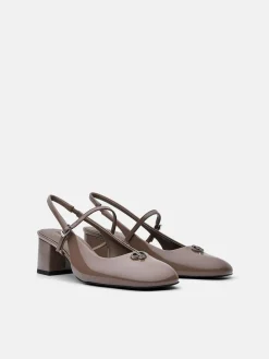 PEDRO Studio Patent Leather Slingback Pumps - Taupe
